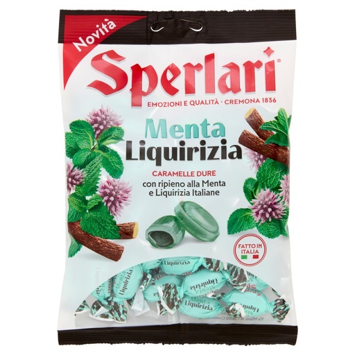[801518214] Sperlari Caramelle Dure alla Menta e Liquirizia Gr.150