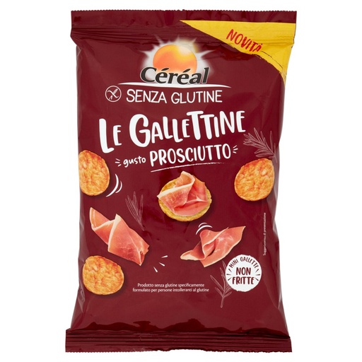 [801519281] Céréal senza Glutine Le Gallettine Gusto Prosciutto Mini Gallette ai Cereali non Fritte Gr.70