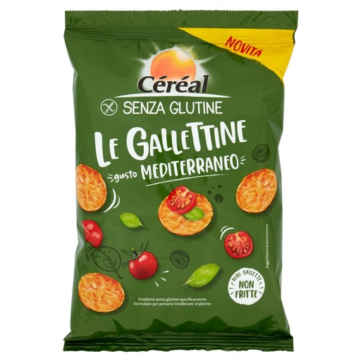 [801519282] Céréal senza Glutine Le Gallettine Gusto Mediterraneo Mini Gallette ai Cereali non Fritte Gr.70