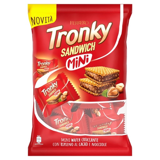 [801519430] Ferrero Tronky Sandwich Mini Wafer Croccante Ripieno al Cacao e Nocciole Gr.170