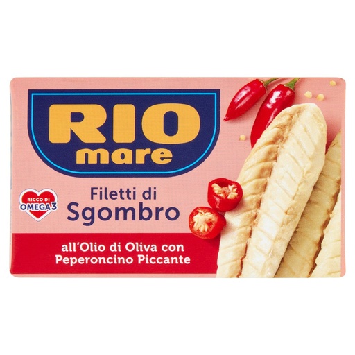 [801519452] Rio Mare Filetti di Sgombro all'Olio di Oliva con Peperoncino Piccante Gr.125