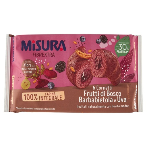 [000000156] Misura Fibrextra Cornetti Frutti di Bosco Barbabietola e Uva Gr.308