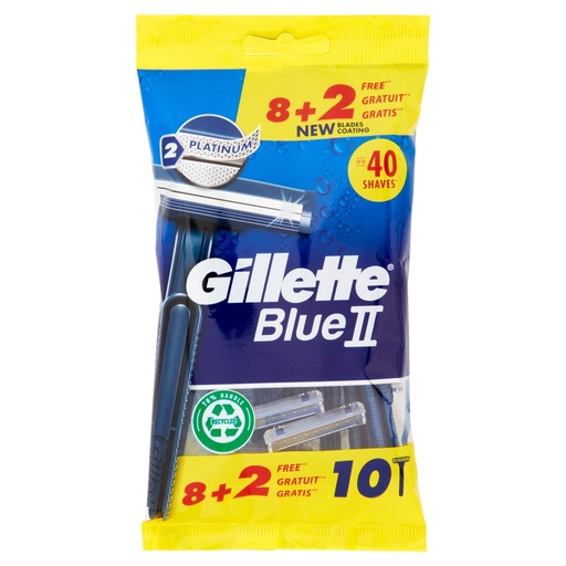 [000000232] Gillette Rasoio Blu II Usa & Getta Pz.8+2