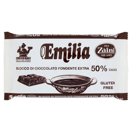 [000000243] Zàini Emilia Blocco di Cioccolato Fondente Extra 50% Cacao Gr.400