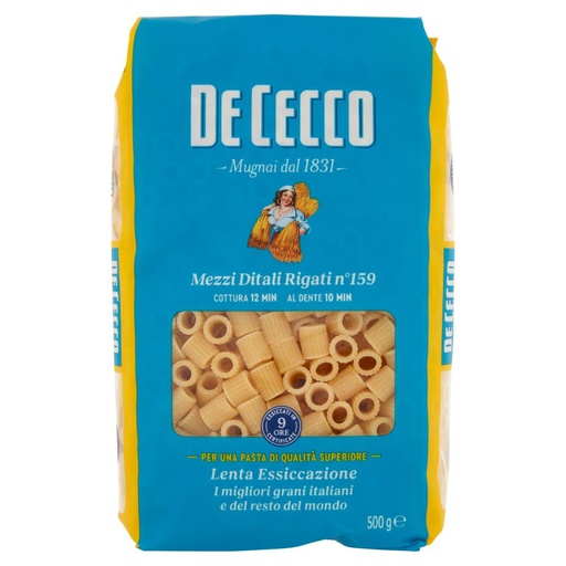 [000000294] De Cecco Mezzi Ditali Rigati N°159 Gr.500