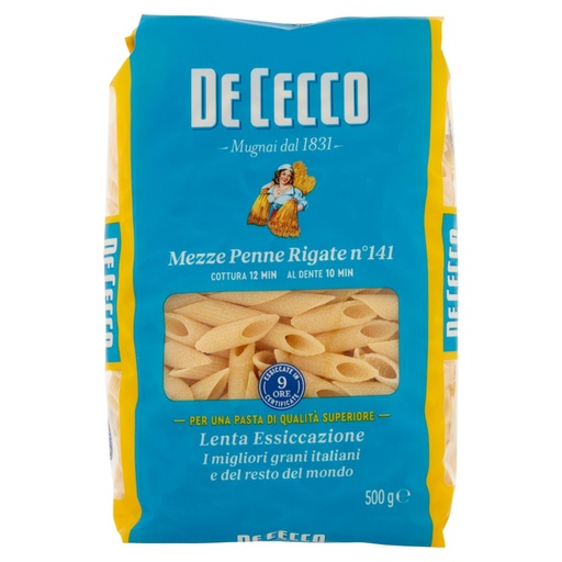 [000000300] De Cecco Mezze Penne Rigate N°141 Gr.500