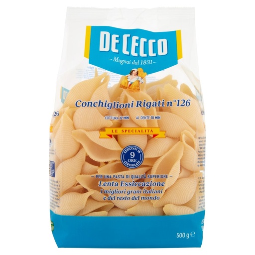 [000000314] De Cecco Specialita’ Conchiglioni Rigati N°126 Gr.500