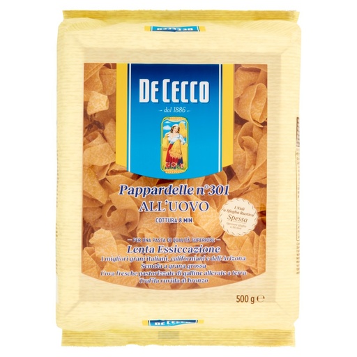 [000000317] De Cecco Nidi Pappardelle Uovo N°301 Gr.500