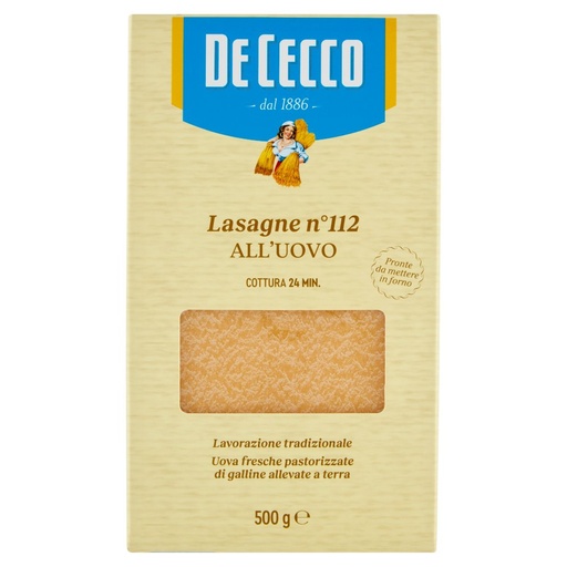 [000000318] De Cecco Lasagne all'Uovo N°112 Gr.500