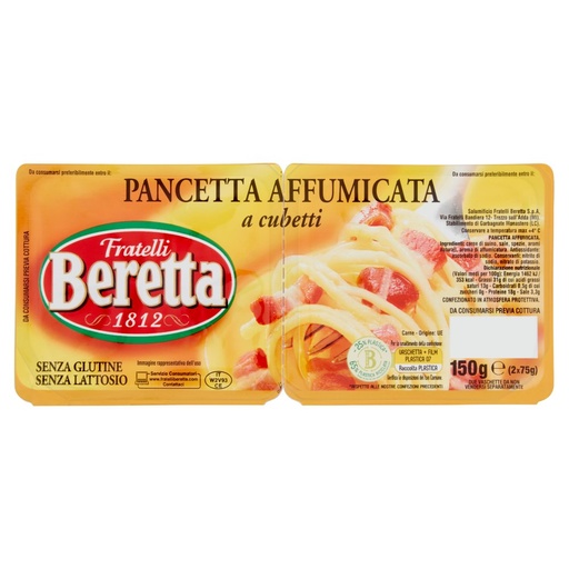 [000000389] Beretta Pancetta Cubetti Affumicata Gr.75 Pz.2