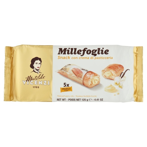 [000000407] Matilde Vicenzi Millefoglie Snack con Crema Pasticcera Gr.125
