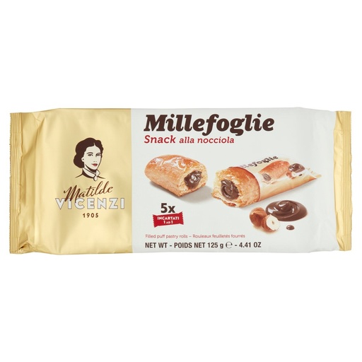 [000000408] Matilde Vicenzi Millefoglie Snack alla Nocciola Gr.125