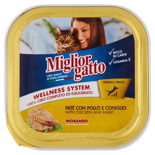 [000000438] Miglior Gatto Vaschetta Pate' con Pollo e Coniglio Gr.100