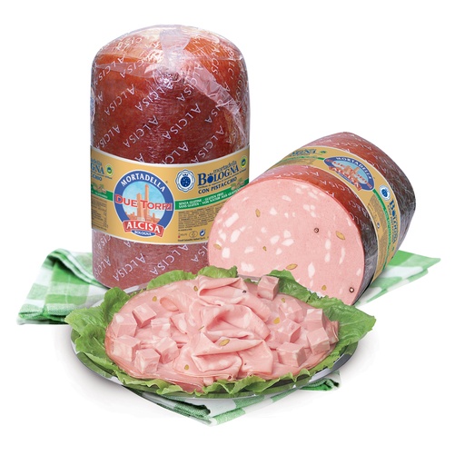 [000000493] Alcisa Mortadella 2 Torri con Pistacchio Kg.15 Pz.1