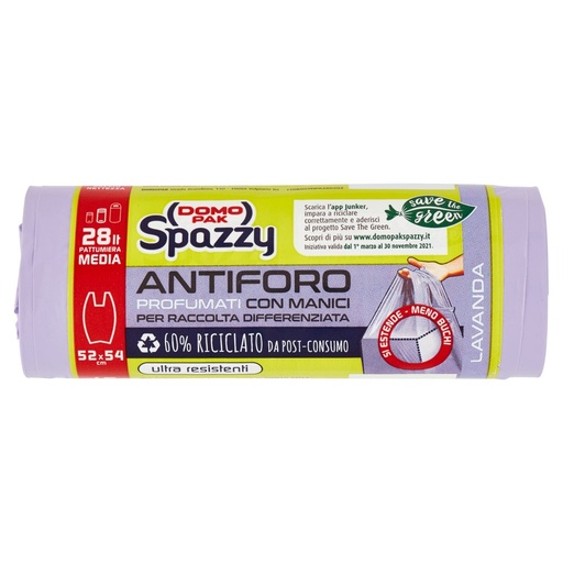 [000000571] Domopak Spazzy Sacco Spazzatura Lavanda Lt.28