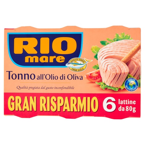 [000000651] Rio Mare Tonno all’Olio di Oliva Gr.80 X Pz.4+2