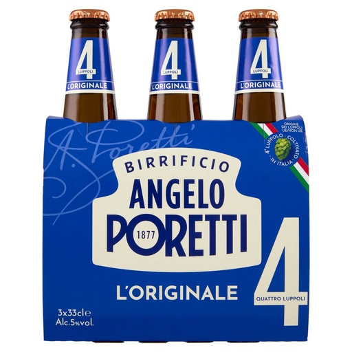 [000000871] Poretti 4 Luppoli Birra Cl.33X3 Vol.5,5°
