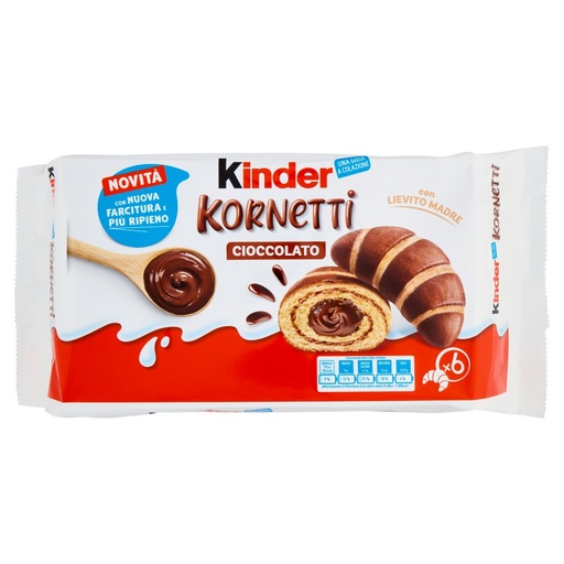 [801510239] Kinder Kornetti al Cioccolato Pz.6 Gr.270