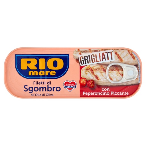 [000001166] Rio Mare Filetti di Sgombro Grigliati all'Olio di Oliva con Peperoncino Piccante Gr.120