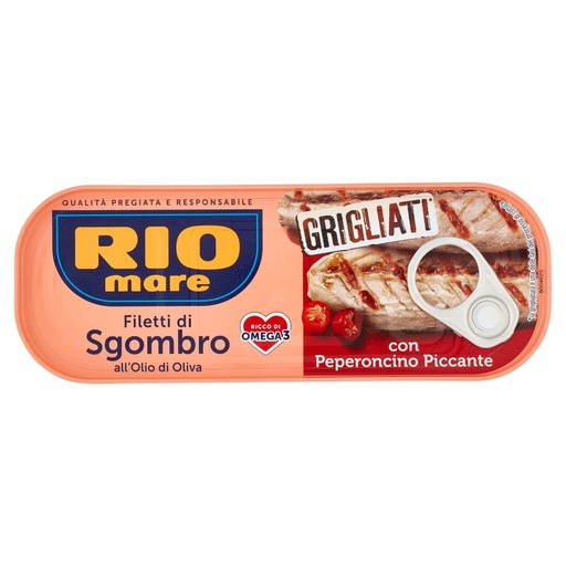 [000001166] Rio Mare Filetti di Sgombro all'Olio di Oliva con Peperoncino Piccante Grigliati Gr.120