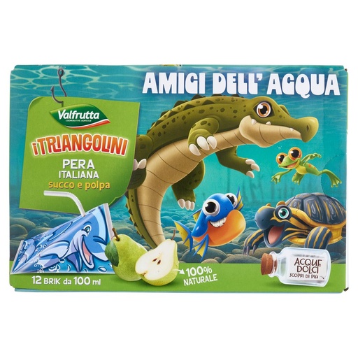 [000001218] Valfrutta i Triangolini Succo e Polpa di Pera Italiana Brick Pz.12 X Ml.100