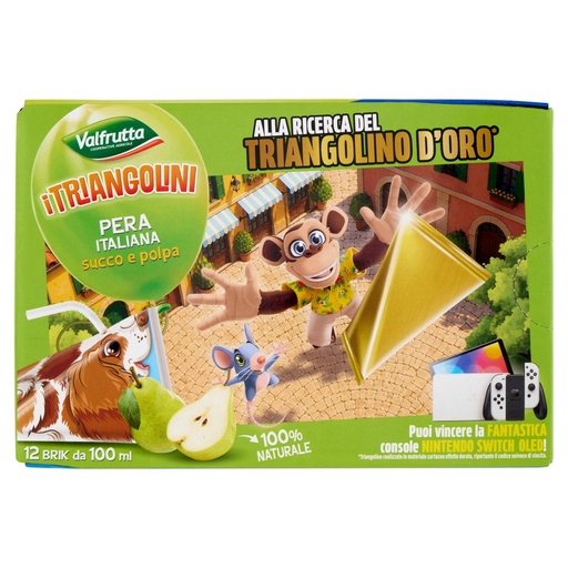 [000001218] Valfrutta i Triangolini Succo e Polpa di Pera Italiana Brick Pz.12 X Ml.100
