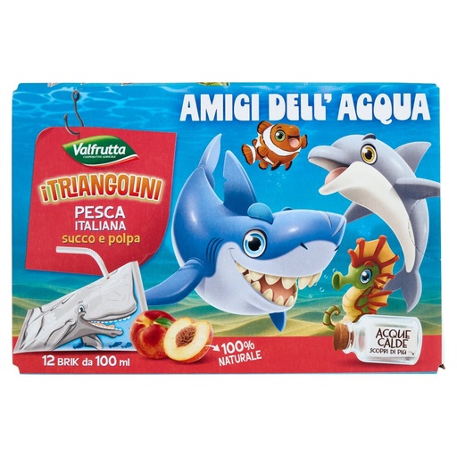 [000001219] Valfrutta i Triangolini Succo e Polpa di Pesca Italiana Brick Pz.12 X Ml.100