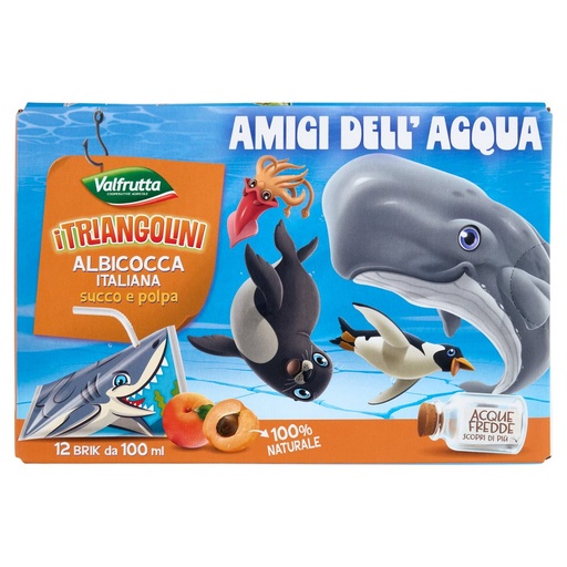 [000001220] Valfrutta i Triangolini Succo e Polpa di Albicocca Italiana Brick Pz.12 X Ml.100