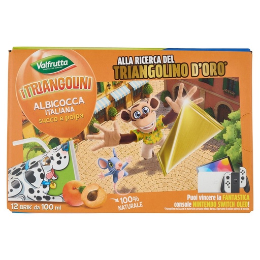 [000001220] Valfrutta i Triangolini Succo e Polpa di Albicocca Italiana Brick Pz.12 X Ml.100