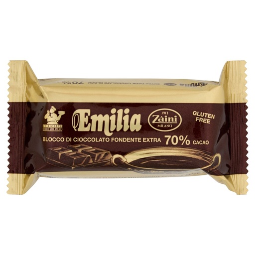 [000001240] Zàini Emilia Blocco di Cioccolato Fondente Extra 70% Cacao Gr.200