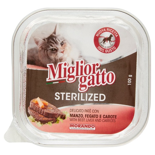 [000001385] Miglior Gatto Sterilized Pate' con Manzo Fegato e Carote Gr.100