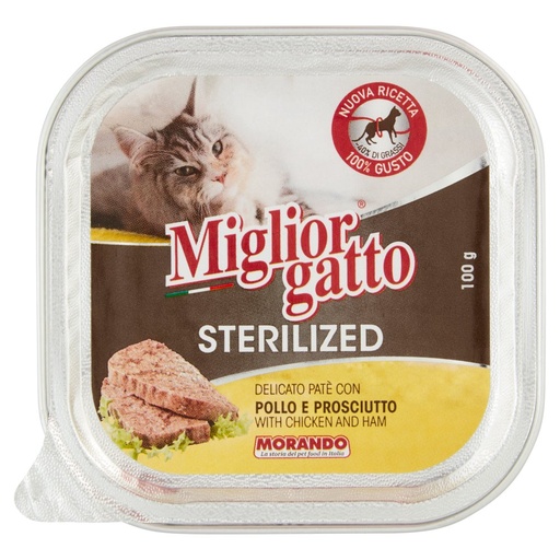 [000001386] Miglior Gatto Sterilized Pate' con Pollo e Prosciutto Gr.100