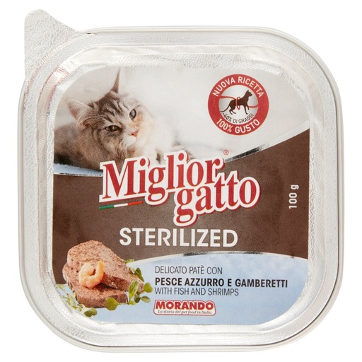 [000001387] Miglior Gatto Sterilized Pate' con Pesce Azzurro e Gamberetti Gr.100