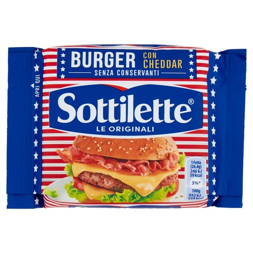 [000001429] Kraft Sottilette Burger con Cheddar Gr.185