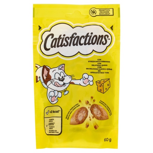 [000001480] Catisfaction Formaggio Snack per Gatto Gr.60