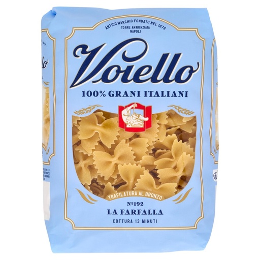 [000001564] Voiello La Farfalla N°192 Pasta Trafilata al Bronzo di Grano Aureo 100% Italiano Gr.500