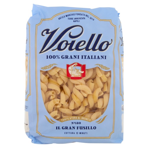[000001572] Voiello Il Granfusillo N°180 Pasta Trafilata al Bronzo di Grani 100% Italiani Gr.500