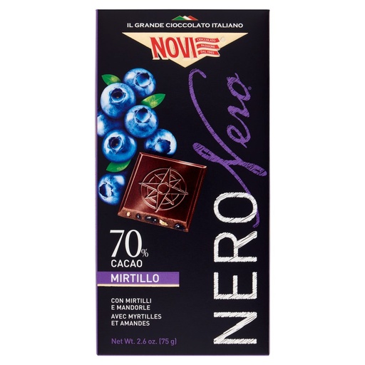 [000001638] Novi Tavoletta Nero Nero con Mirtilli Neri e Mandorle Gr.75