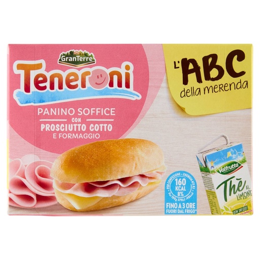 [000002570] Casa Modena Teneroni Merenda Panino con Prosciutto Cotto e Formaggio + The' Gr.180