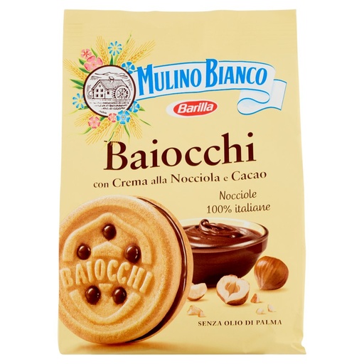 [000002752] Mulino Bianco Baiocchi Biscotti con Crema alla Nocciola Gr.260