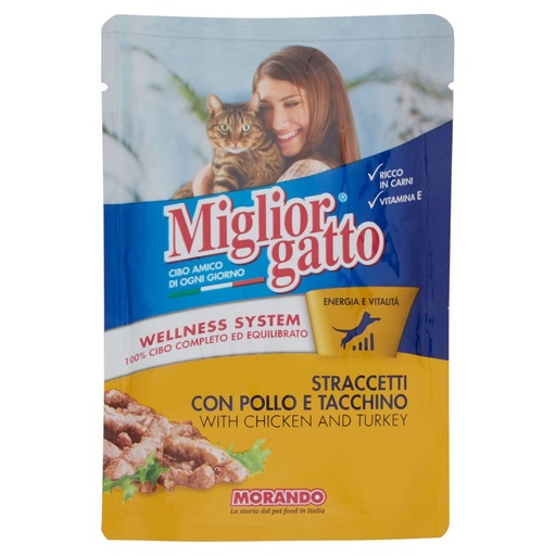 [000002774] Miglior Gatto Straccetti con Pollo e Tacchino Gr.100