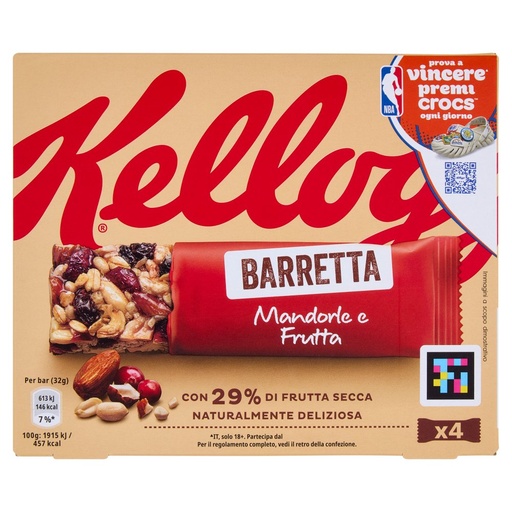 [000002786] Kellogg’s Barretta Mandorle e Frutta Gr.32 Pz.4