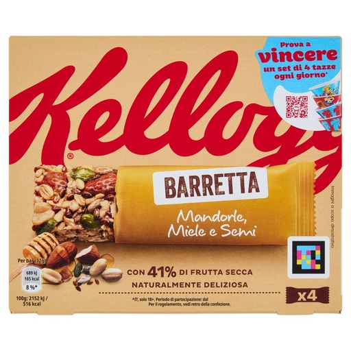 [000002787] Kellogg’s Barrette Mandorle Miele Semi Gr.32 Pz.4