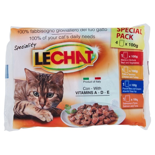 [000003041] Lechat Excellence Adult Bocconcini in Salsa con Manzo e Salmone Gr.100X4