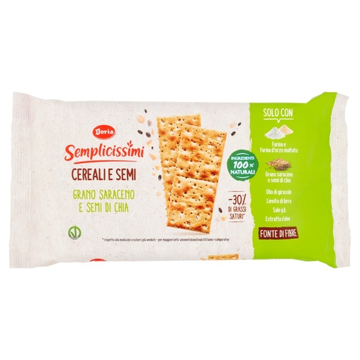 [000003188] Doria Crackers Semplicissimi Grano Saraceno e Semi di Chia Gr.245