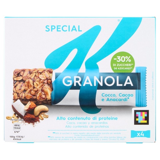 [000003234] Kellogg's Special K Barrette Protein Cacao Gr.28 Pz.4