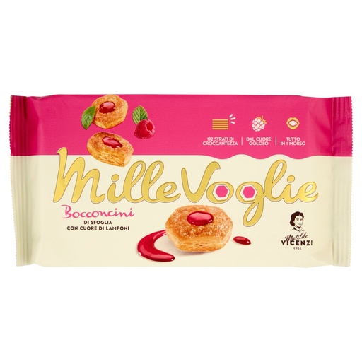 [000003306] Matilde Vicenzi Bocconcini con Cuore di Lamponi Gr.90