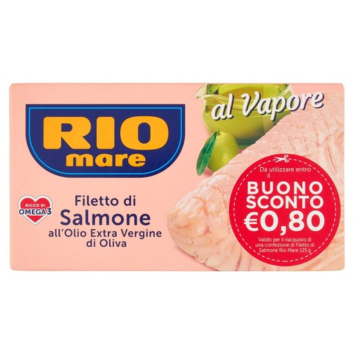 [000003442] Rio Mare Filetto di Salmone all'Olio Extra Vergine di Oliva al Vapore Gr.125