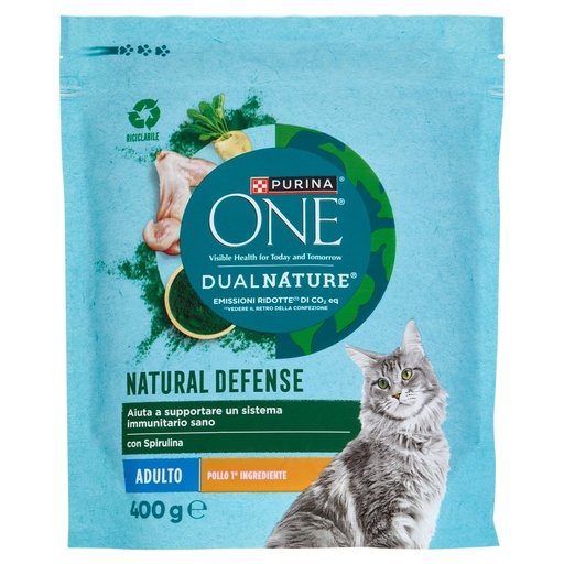 [000003928] Purina One Dualnature per Gatto Adulto Crocchette con Pollo Gr.400