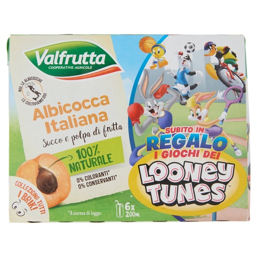 [000003932] Valfrutta Succo e Polpa di Albicocca Italiana Pz.6 X Ml.200